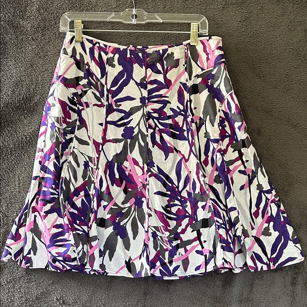 Ann Taylor 100% Cotton A-Line Skirt - Purple and Gray
